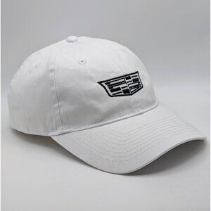 Cadillac Hat Cap Strap Back White Car Dealer Maker Logo Adjustable Dad Clean Up